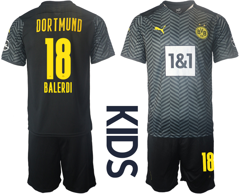 Youth 2021-2022 Club Borussia Dortmund away black #18 Soccer Jersey->customized soccer jersey->Custom Jersey